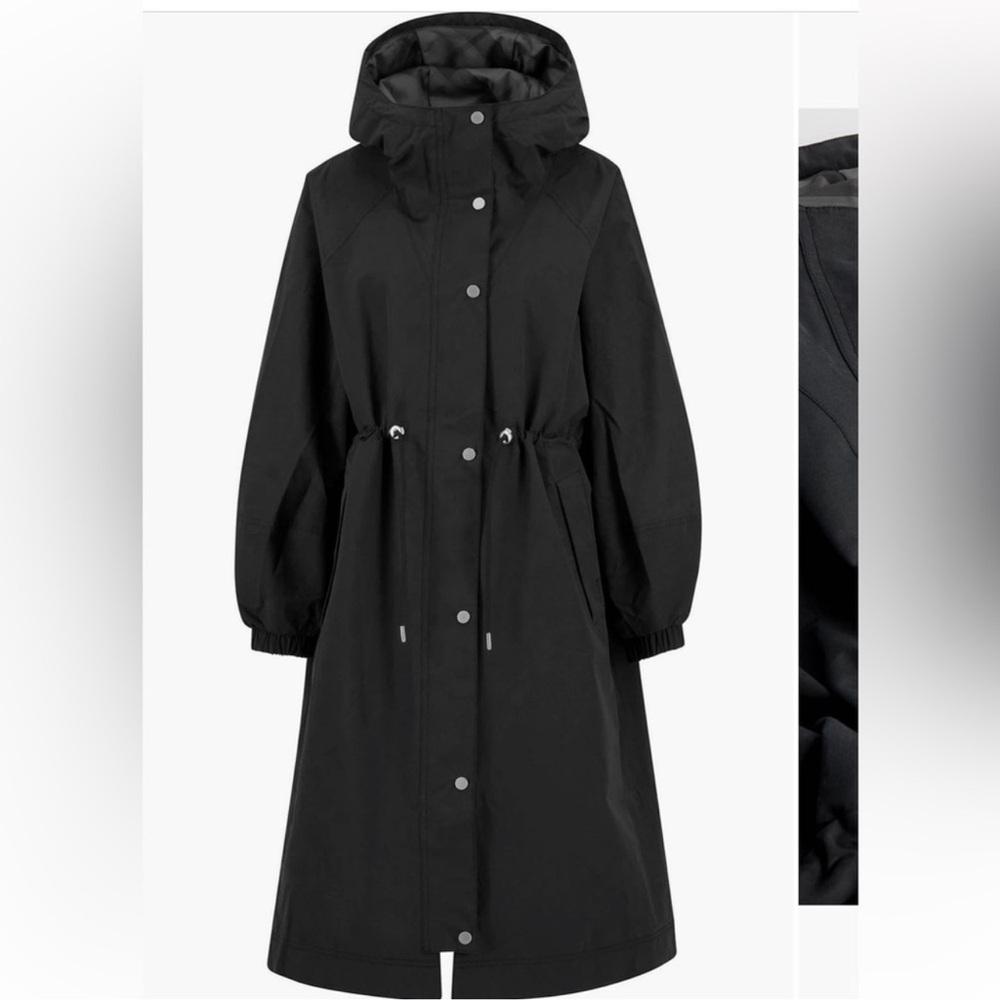 Barbour Sidney Long Line Waterproof Black Jacket Size 8